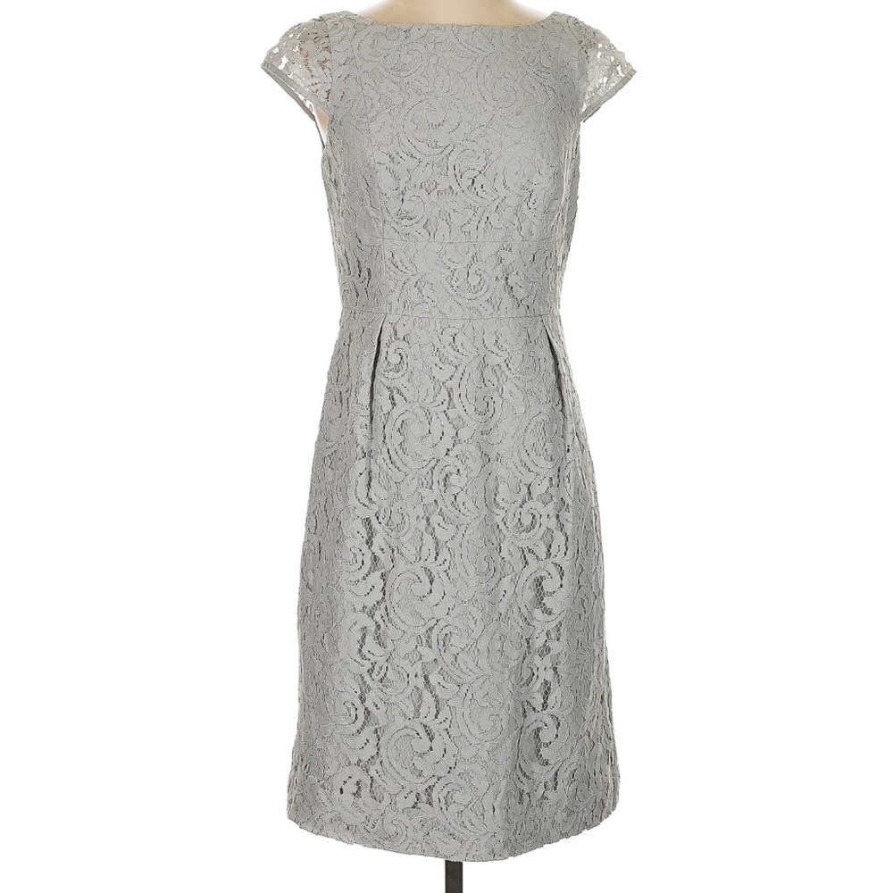 J. Crew Elegant Lace Cap Sleeve Dress in Gray Size 14